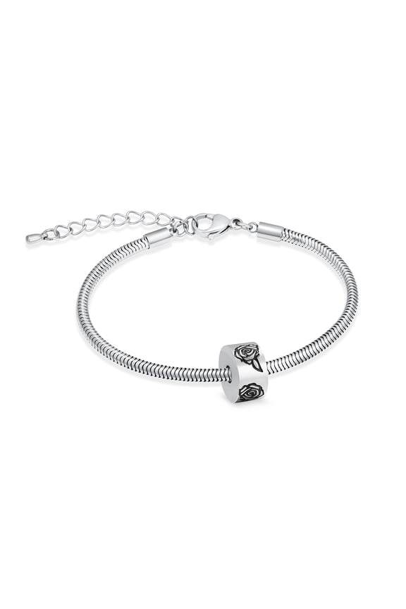 Foot Print / Rose Flower / Paw Human Pet Cremation Bracelet for Ashes Memorial Jewelry Stainless Steel Heart Shape Urn Pendant Bangle Loved Ones Funeral Ashes Holder Keepsake Gift