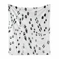 thumbnail image 1 of Foot Print Soft Flannel Fleece Blanket, Monochromatic Pattern of Paws of Birds Cats Chicken Squirrel and Dogs Pattern, Cozy Plush for Indoor and Outdoor Use, 50" x 60", Black White, by Ambesonne, 1 of 6