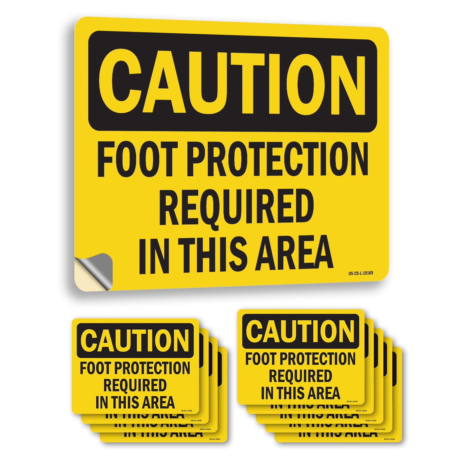 Foot Protection Required In This Area OSHA Caution Vinyl Decal Label 18 ...