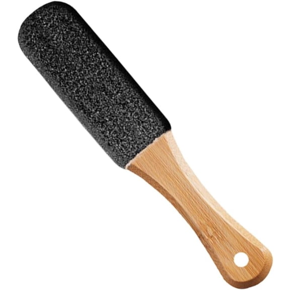 Foot Pumice Stone Pedicure File, Pedicure Tool and Exfoliator, Pedicure File Callus Remover for Wet and Dry Feet, with Wooden Handle, for Rough Skin and Corns Pedicurec (Black, 4.13*2.68*1.37 Inches)