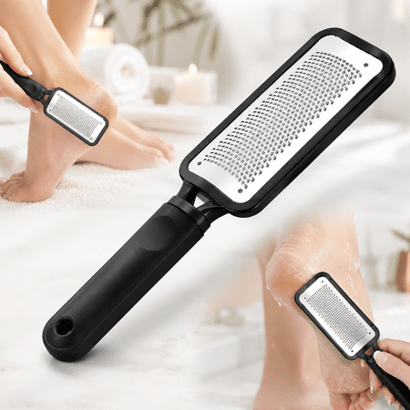 Foot Rasp Metal Foot File Callus Remover Dead Skin Remover Double Sided Foot Scrubber Foot Care Pedicure Tool to Remove Hard Skin Can Be Use Wet or Dry Skin Surgical Grade Stainless Steel File