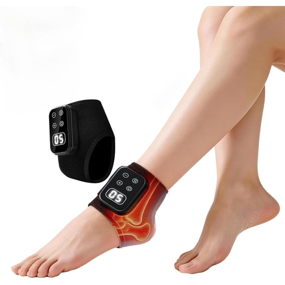 Foot Renew 4-in-1 Cordless Foot & Ankle Massager with Heat & Vibration | Rechargeable Heated Brace Wrap for Heel Pain & Neuropathy Relief | 5 Vibration Modes, 4 Heat Levels Black-1pc