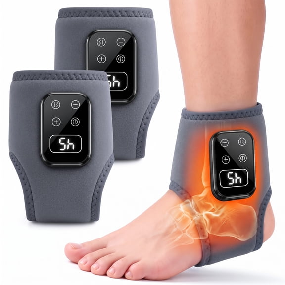 Multi-Speed Foot & Ankle Vibration Massager with 5 Vibration Modes, 5 Heat Levels, for Circulation and Pain Relief (2 Pack)