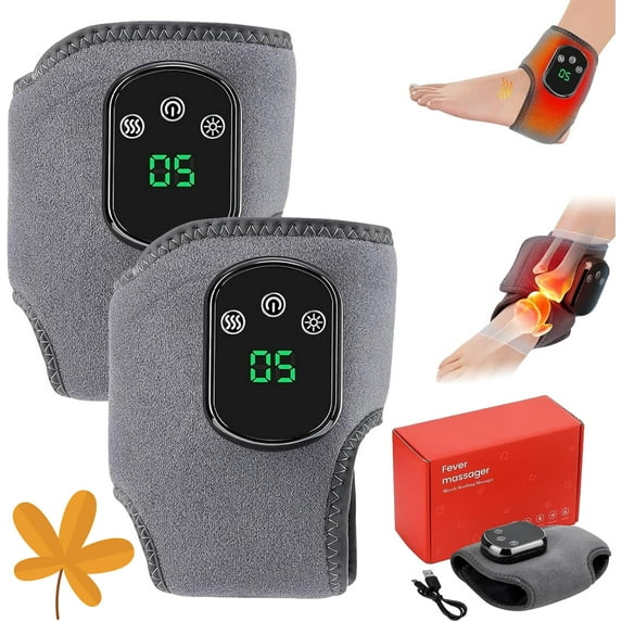Foot Renew Triple Method Massager, Portable Emsence Foot Massager for Neuropathy Customizable Massage, Wireless & Portable Heated Ankle Wrap with 3 Vibration Mode (Ankle*2)