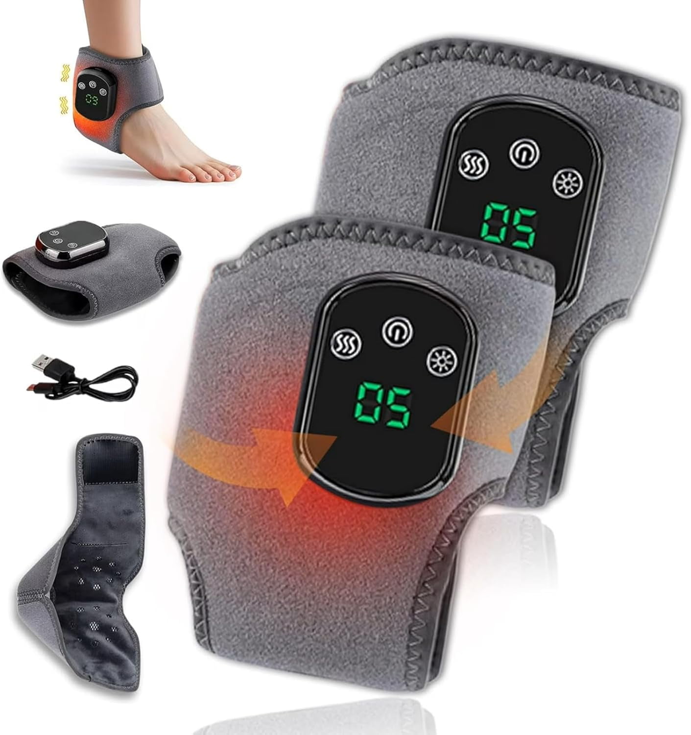 Foot Renew Triple Method Massager,Wireless Portable Foot Massager ,Heat-Enabled with Three Vibration Settings Pain Relief for Feet (2PC)