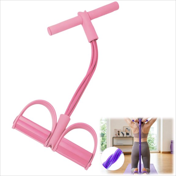 Foot Resistance Bands with Handles, Adjustable 4-Tube Pedal Ankle Puller for Leg, Arm, Core Home Workouts