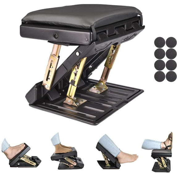 Foot Rest for Under Desk at Work 4-Level Height Adjustable, Ergonomic Foldable Footrest for Office, Gaming,Computer, Soft & Removable Pad Desk Foot Stool Suitable for All Seasons (Gray)