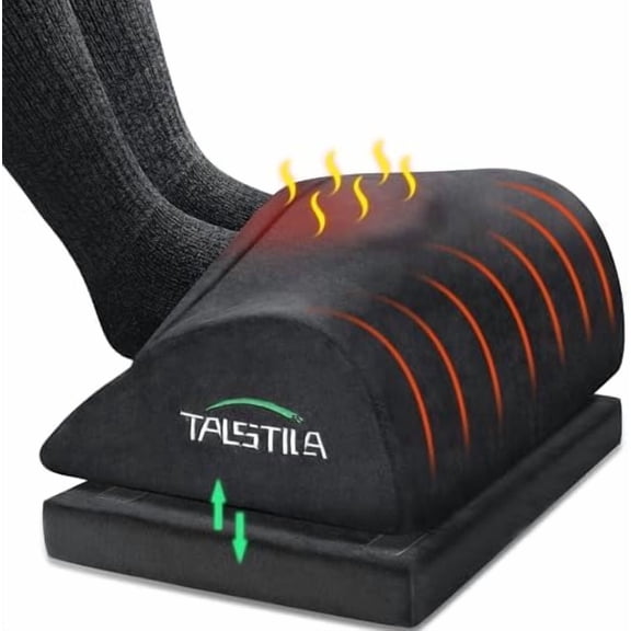 Foot Rest for Under Desk at Work, Foot Rest with Warm Plush Feet Pocket, Ergonomic Adjustable Memory Foam Footrest for Office Chair, Foot Stool for Office - Back & Leg Pain Relief