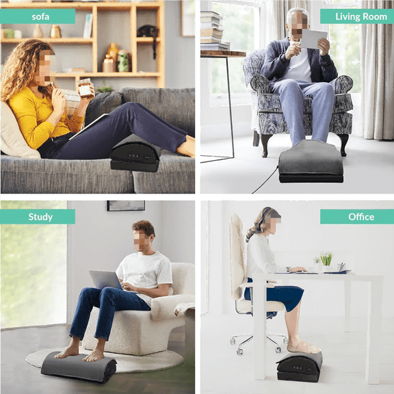 Foot Rest Under Desk at Work, Heated Under Desk Foot Stool with Double Layer Adjustable Height, Feet Warmer with Vibration Massage, Ergonomic Gaming Home Footstool for Lumbar Back Knee Pain$$Office