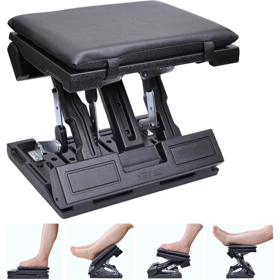 Foot Rest for Under Desk at Work,Height Adjustable Infinite Angle Ergonomic Foldable Footrest for Office, Gaming,Computer, Removable Pad Desk Foot Stool with Massage Beads,All-Season(Black)