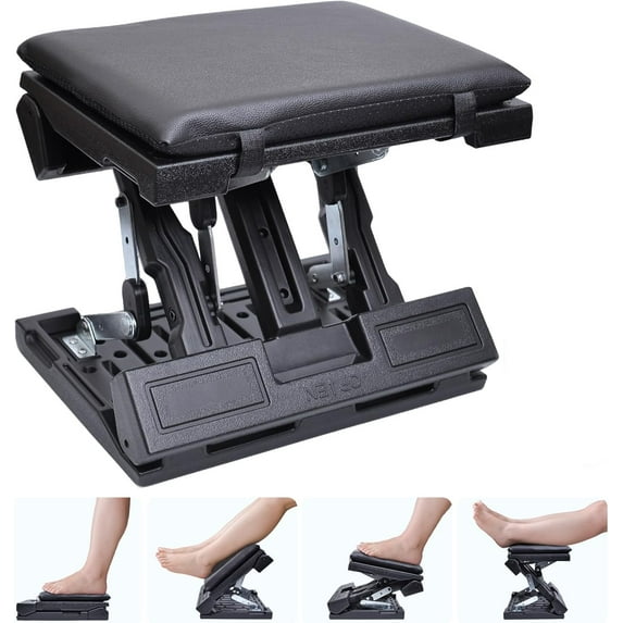 Foot Rest for Under Desk at Work,Height Adjustable Infinite Angle Ergonomic Foldable Footrest for Office, Gaming,Computer, Removable Pad Desk Foot Stool with Massage Beads,All-Season(Black)