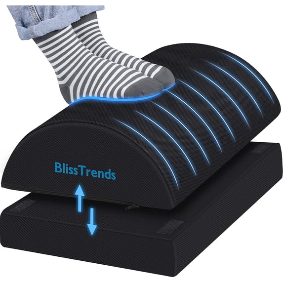 Foot Rest for Under Desk at Work-Versatile Foot Stool with Washable Cover-Comfortable Footrest with 2 Adjustable Heights for Car,Home and Office to Relieve Back,Lumbar,Knee Pain-Black