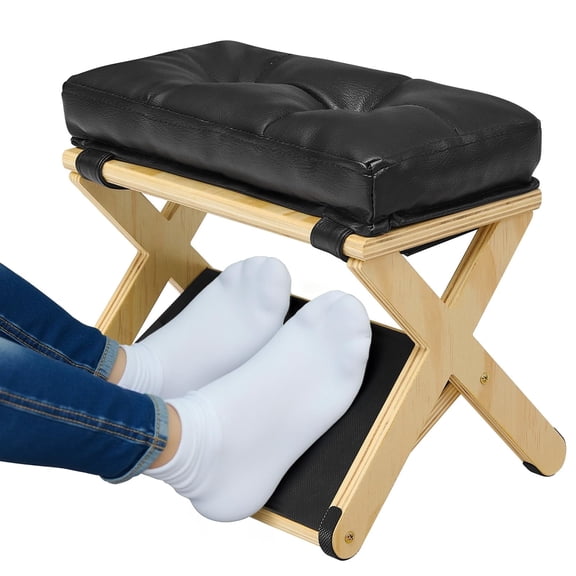 Foot Rest for Under Desk at Work, Wooden Under Desk Footrest with Non-Slip Rubber Stepping Surface, Ergonomic Foot Stools for Under Office Desk, Enhances Posture, Home Office Gaming