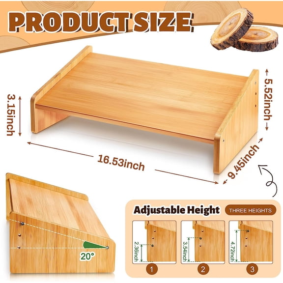 Foot Rest for Under Desk at Work, Wooden Foot Stool, Slanted Desk Foot Rest, Ergonomic Adjustable Office Footrests, Nursing Foot Stool for Office and Home(Light Brown,Low)$$Office