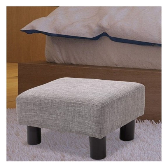 Foot Rest Ottoman, Linen Storage Cube, Grey Living Room Decor - Multifunctional Seat, Footstool & Coffee Table, 15.75" x 11.75" x 9.5"