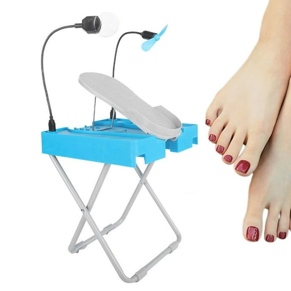 Foot Rest Pedicure Stand Adjustable Pedicure Chair Rest Stand Pedicure Helper with LED Mirror And Drying Fan Home Pedicures Tool (Blue)