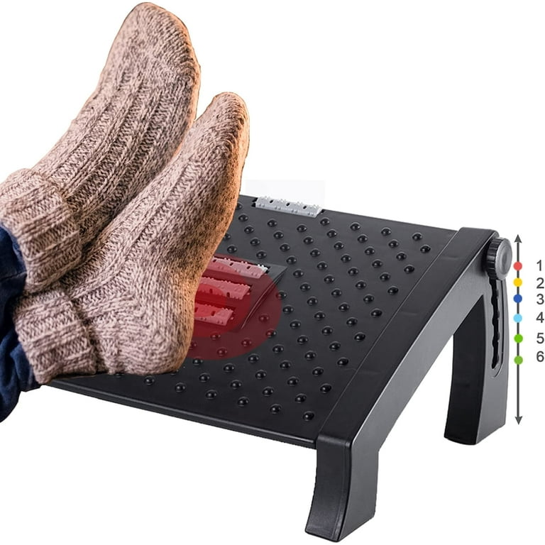 Foot Rest Under Desk,6 Height Adjustable Foot Rest with Massage Surface,  Ergonomic Foot Stool for Desk.