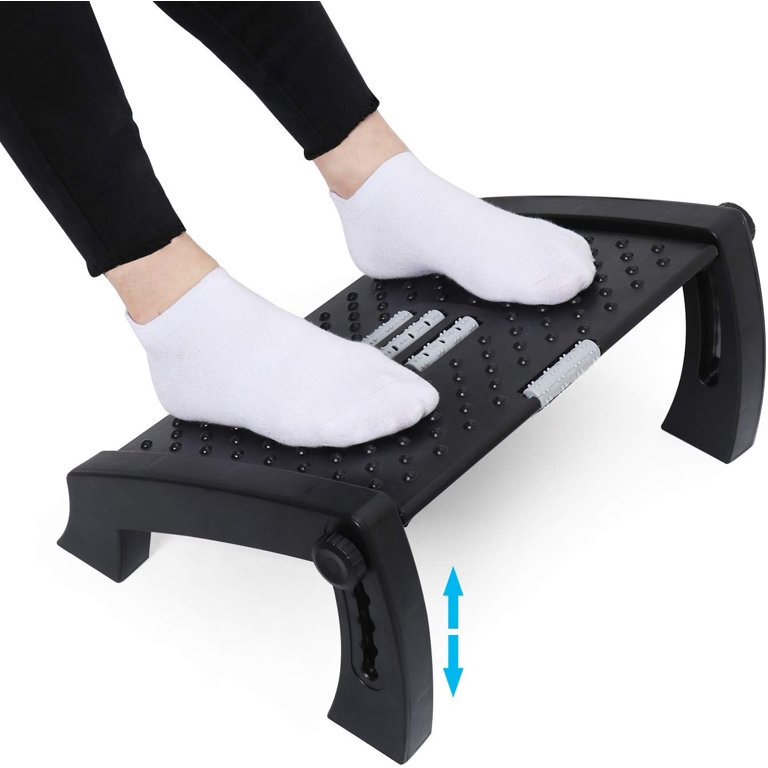 Under Desk Footrest, Adjustable Height/Angle and Massaging Rollers