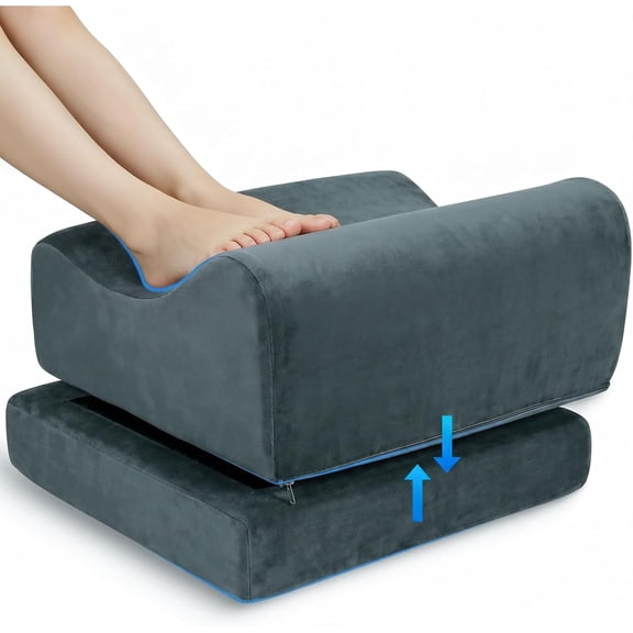 Foot Rest for Under Desk at Work, Adjustable Height Footstool