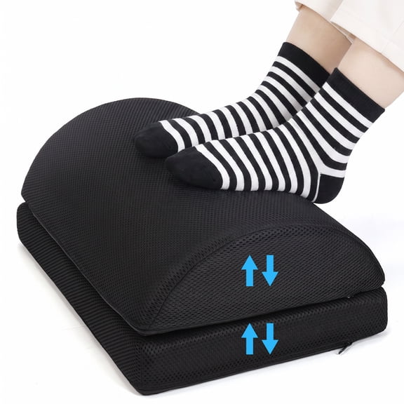 Behome 2-Height Adjustable Foot Rest Under Desk, Memory Foam Foot Stool with Washable Cover, Ergonomic Footrest for Office, Home, Back & Hip Pain Relief
