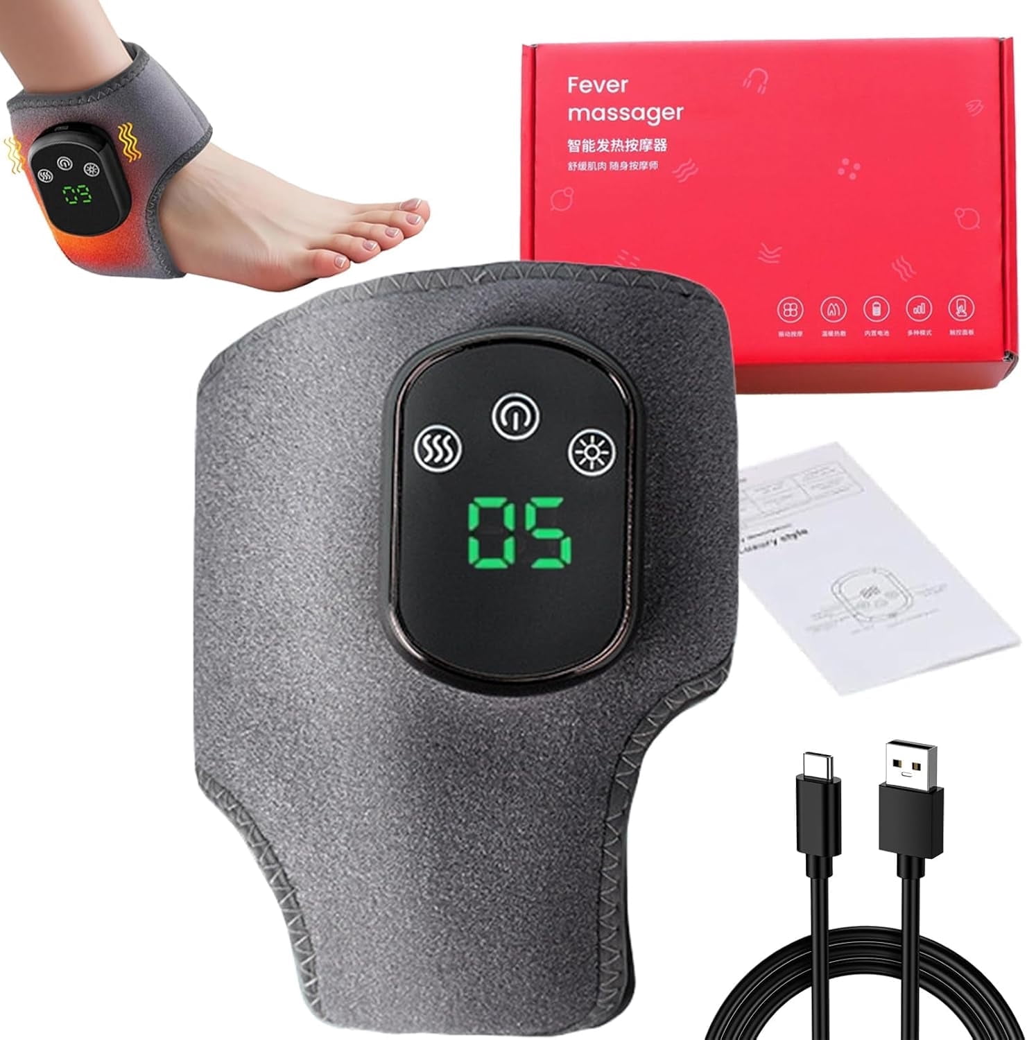 fqmyyxgs Foot Revive Massager for Neuropathy Foot Renew Triple Method Massager Wireless and Portable Footrenew Triple Method Massager With 3 Vibration Modes 5 Heat Level for Foot Relaxation