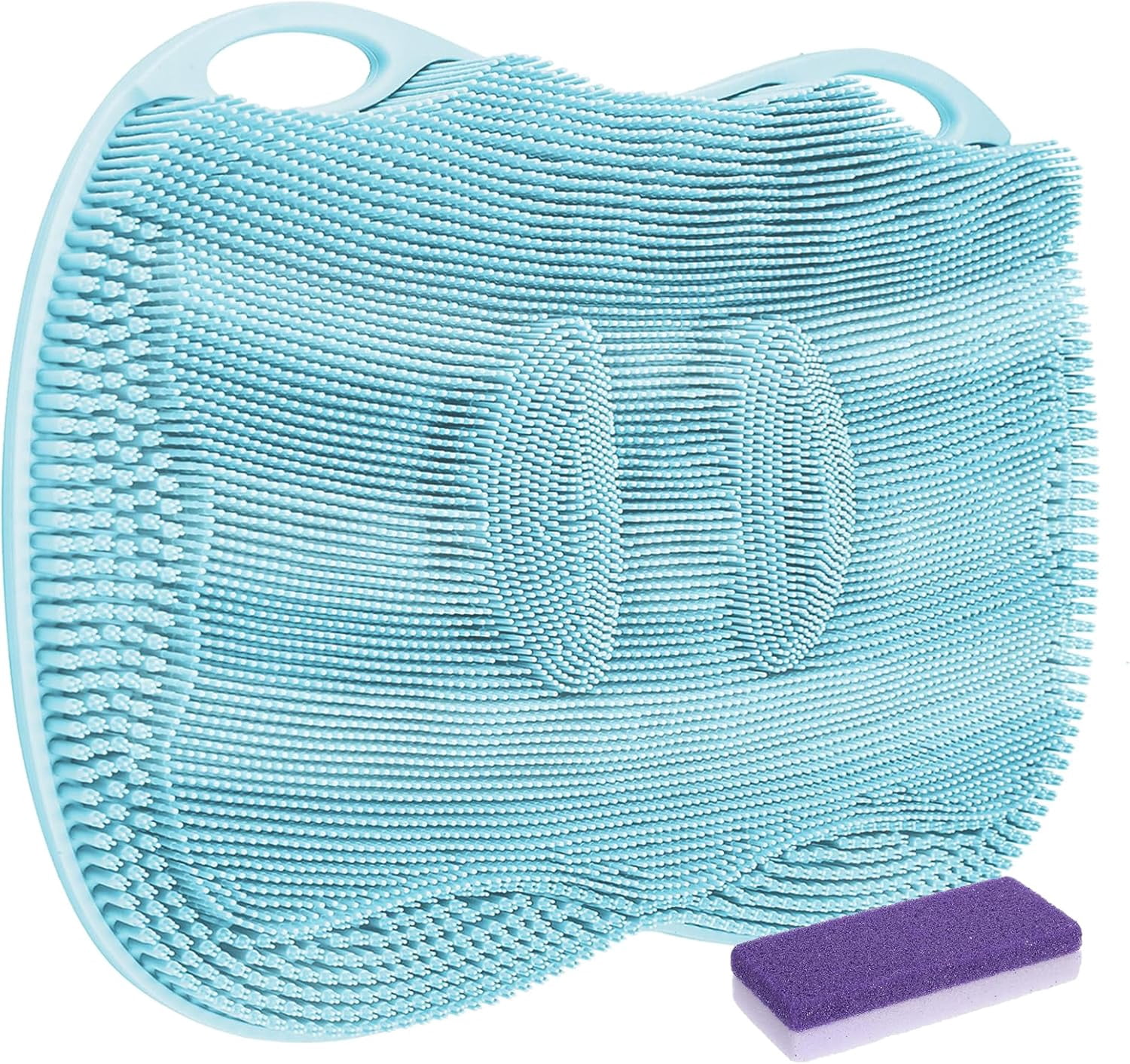 Foot Scrubber Mat Large Feet Scrubber in Shower + Pumice Stone 2 Pack for Shower Floor Bathtub Back Scrubbing Dead Skin Care, Foot Spa Bath 3D Brush Exfoliating Massager Non-Slip Cleaner Pad, Blue