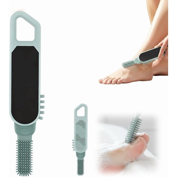 Foot Scrubber in Shower, 3 in 1 Portable Travel Size Toe Cleaning Brush Foot File Dead Skin Remover for Home Foot Care (Green)