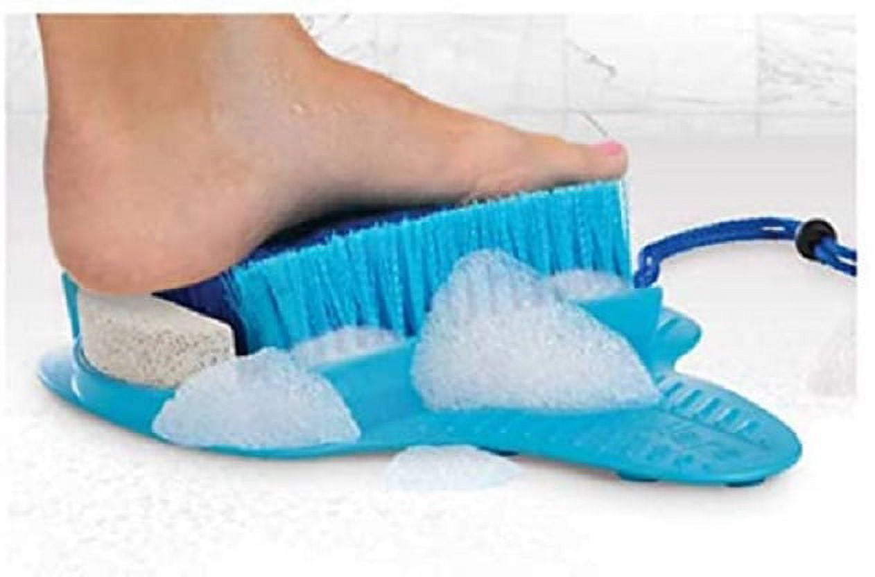 Foot Scrubber with Pumice Stone Brush Feet Massager SPA Cleaner with Non-Slip Suction Cups,Callus Remover for Shower Floor(Blue with Pumice Stone)