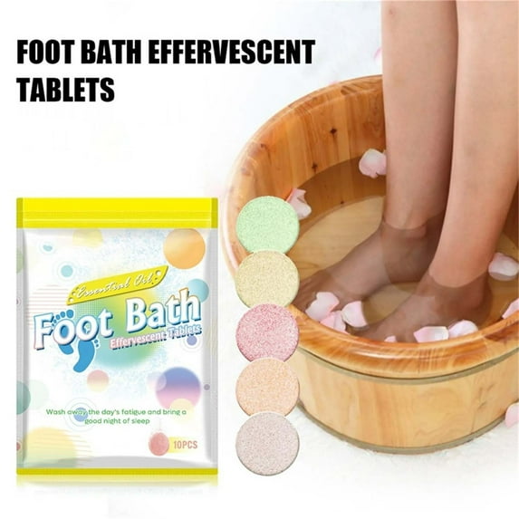 Foot Soak Fizzy Tablets for Relaxation, Detoxifying Bath Bombs for Tired Feet, Aromatherapy Effervescent Discs for Home Pedicure, Pack for Weekly Care