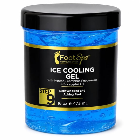 Foot Spa -16 oz Cooling Gel - Mint, Eucalyptus, Menthol, Peppermint Extract - Refreshing Pedicure Relief