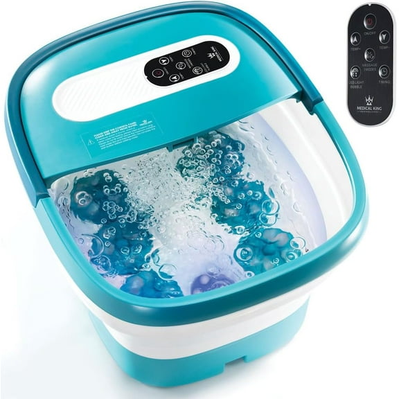 Foot Spa With Heat And Massage And Jets Includes A Remote Control A Pumice Stone Collapsible Foot Spa Massager With Heat And Massage Bubbles and Vibration and 24 Motorized Shiatsu Massage Balls