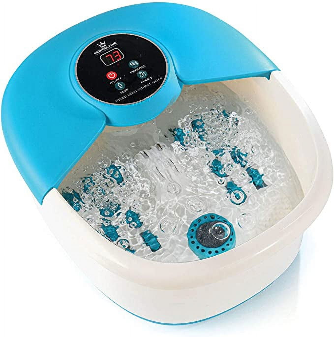 Foot Spa Massager with 14 Rollers in Foot Shape and Heat - 5 in 1 Foot Bath Massager Includes Adjustable Heating, Bubbles, Vibration, Pumice Stone, Mini Massage Points - for Stress Relief - MedicalKin