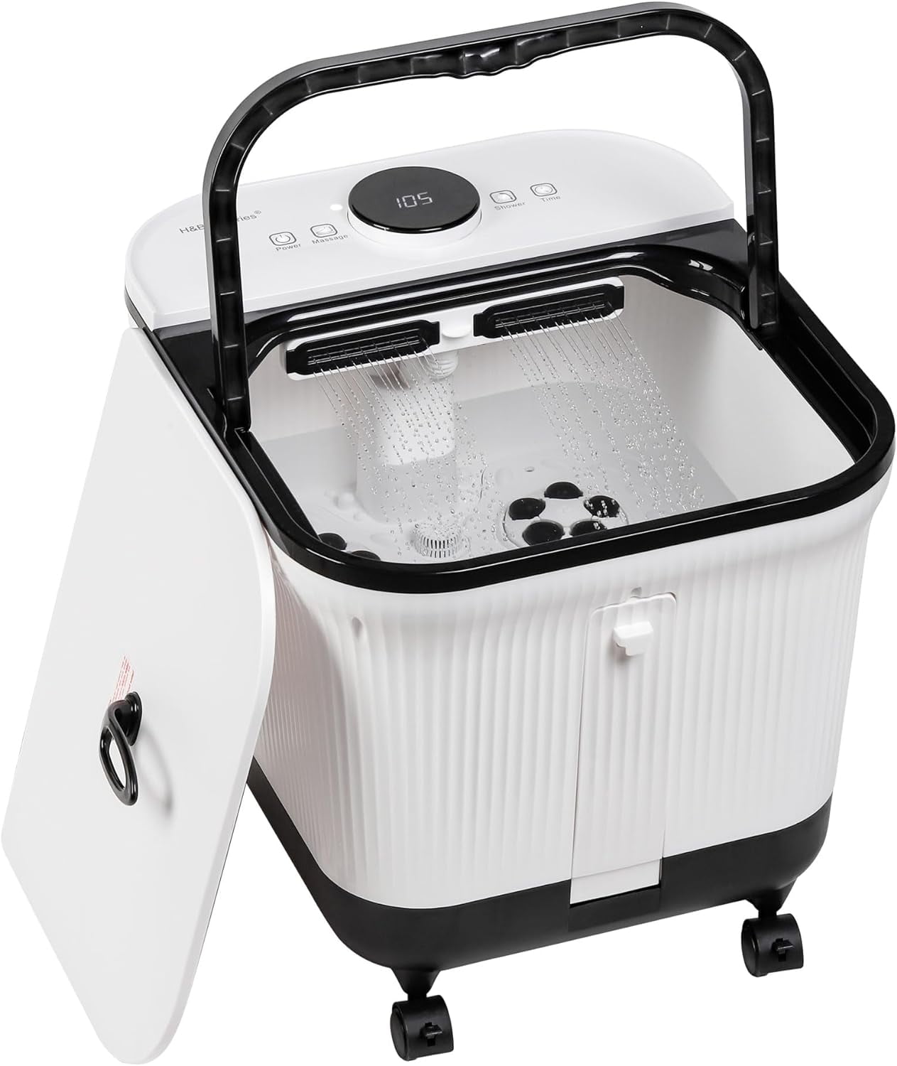 Foot Spa Massager with Heat for Stress Relief, Feet Bath with Motorized Rollers and Shower, Temperature Control, Timer and LCD Display, Ideal for Wife Mother Mom Father Husband, White