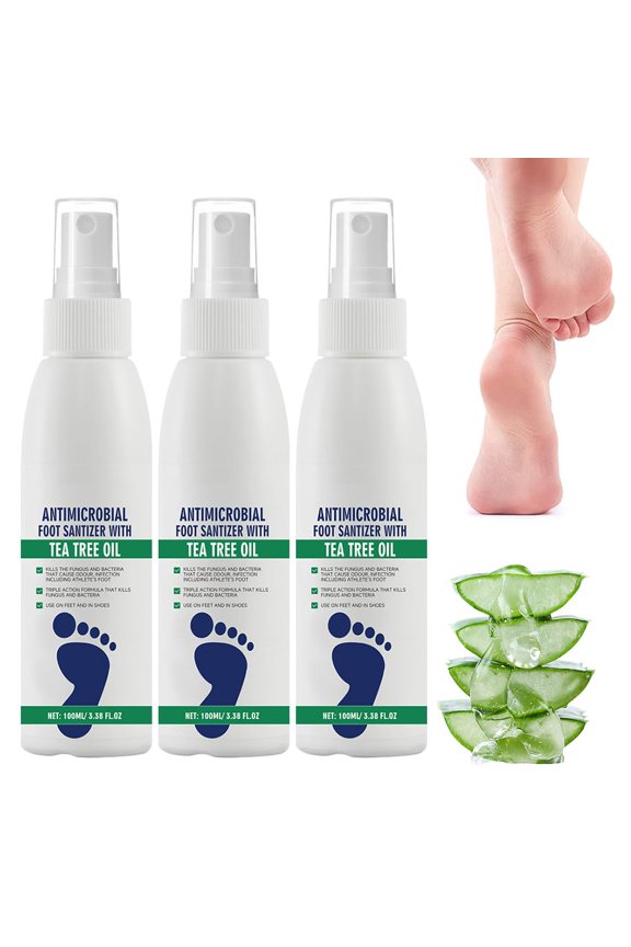 Foot Spray with Tea Tree Oil, Tea Tree Oil Feet Spray for Foot & Shoe Deodorizer Spray, Odor Control Quick Drying Freshener Odor Eliminator for Daily Feet Care (3pcs)