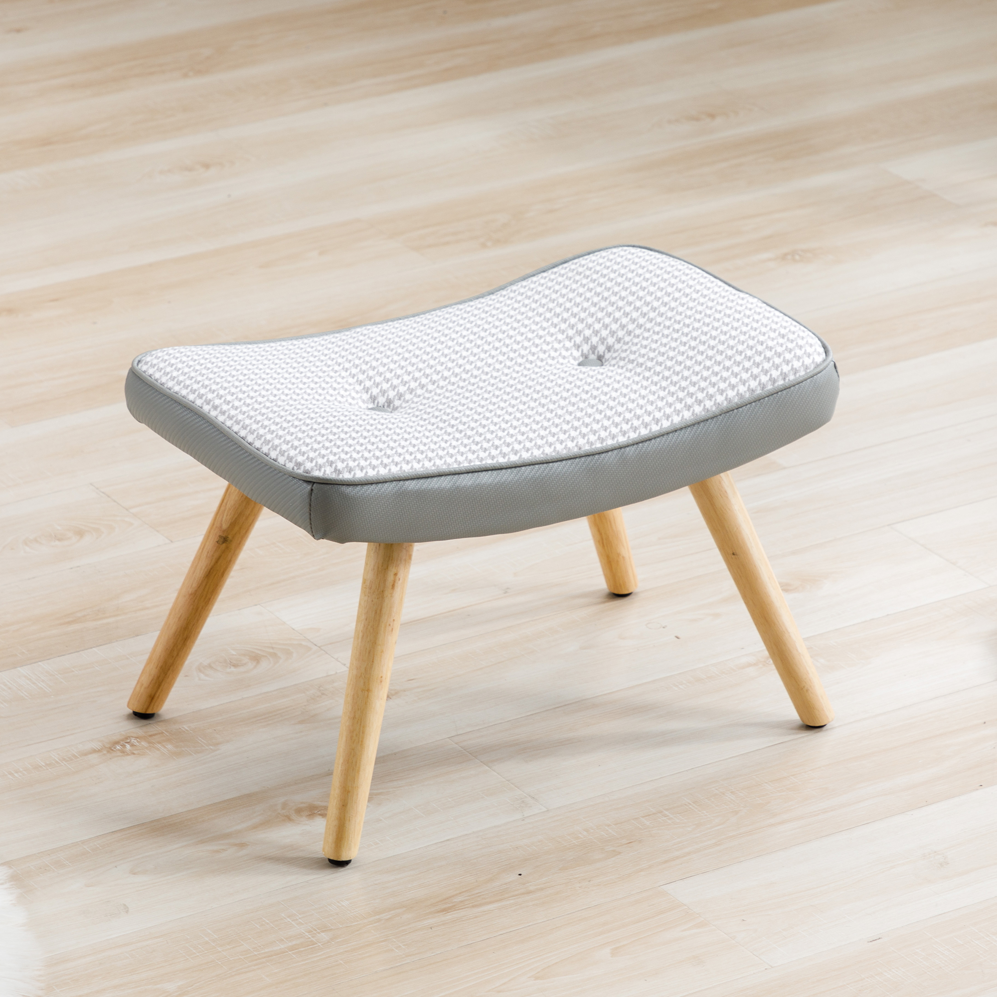 Foot Stool, Modern Footstool, Gray Linen Small Stool, 11.5" H Padded