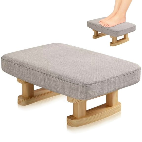 Foot Stool,Ottoman Footstool with Stable Wooden Legs,Ottoman Footrest Pouffe Footstool with Removable Padded Seat,Footstools for Living Room,Entryway,Bedroom,Office(Light Gray)