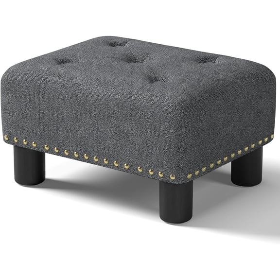 Foot Stool Ottoman, Small Ottoman Foot Rest with Legs, Rectangle Foolstool Ottomans for Couch, Ottoman Foot Stools for Living Room Entryway (Dark Gray)