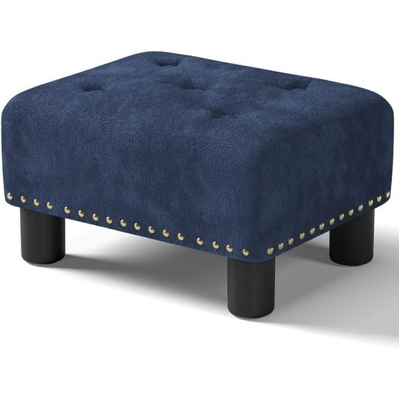 Foot Stool Ottoman, Small Ottoman Foot Rest with Legs, Rectangle Foolstool Ottomans for Couch, Ottoman Foot Stools for Living Room Entryway (Navy Blue)
