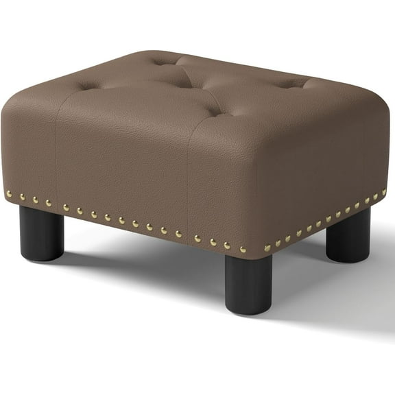 Foot Stool Ottoman, Small Ottoman Foot Rest with Legs, Rectangle Foolstool Ottomans for Couch, Ottoman Foot Stools for Living Room Entryway (Brown)