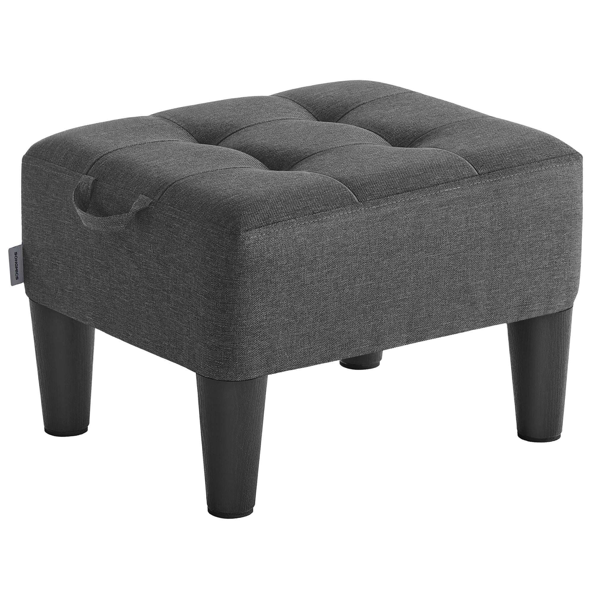 Foot Stool Ottoman with Legs - Linen-Look Fabric Seat, 330 lb Capacity, Hidden Storage, for Living Room/Bedroom, Dark Gray