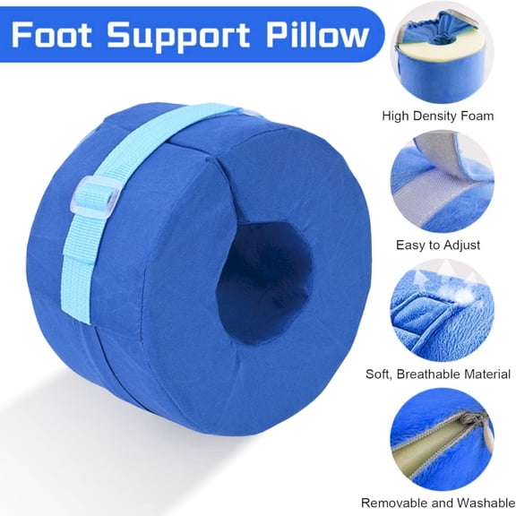 Foot Support Pillow, Foot Pillow, Wedge Cushion with Removable Zipper Cover for Ankle & Leg Pressure Relief | Comfortable Post-Surgery/Injury Rest, Ankle Pillow for Sleeping,Blue,6.69"