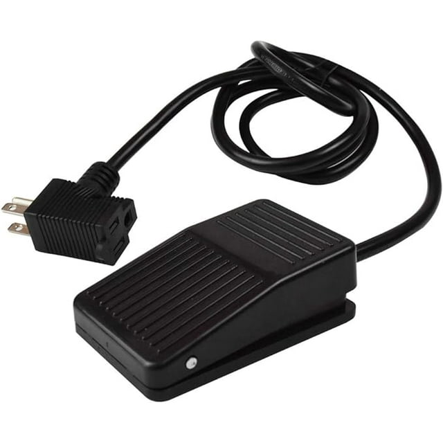 Foot Switch, Foot Operated Pedal Controller Power Switch Woodworking Machine Control, 5-ft Cable with Piggyback Plug, Deadman Style