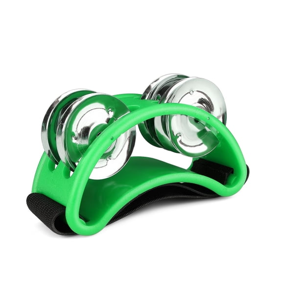 Foot Tambourine Percussion with Double Row Steel Jingles - Foot Shaker Musical Instrument Drum KTV Party Shoes Gift Singer Vocalists Cajon & Guitar Players (Green)