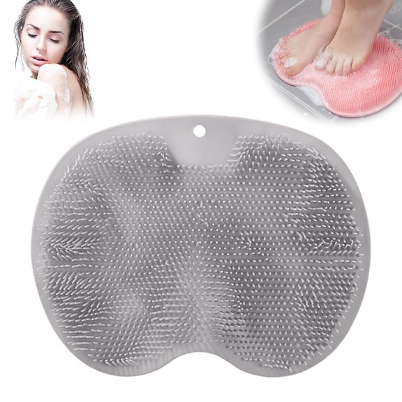 Foot and Back Scrubber for Shower,Silicone Hands Free Massage Pad  with Suction Cups for Body
