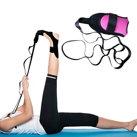 Foot and Calf Stretcher-Stretching Strap For Plantar Fasciitis, Heel Spurs, Foot Drop, Achilles Tendonitis & Hamstring. Yoga Foot & Leg Stretch Strap