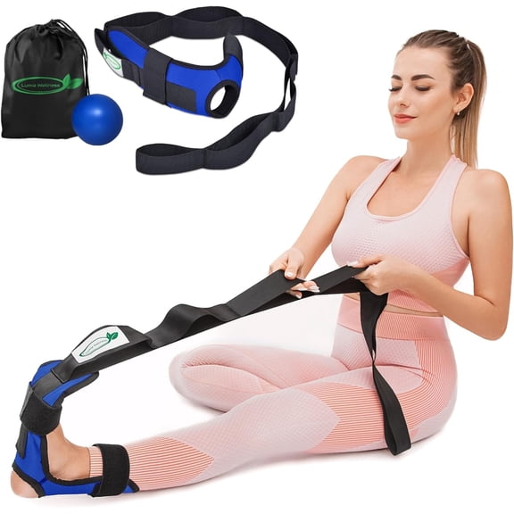 Foot and Calf Stretcher for Plantar Fasciitis, Includes Massage Ball, Achilles Tendinitis