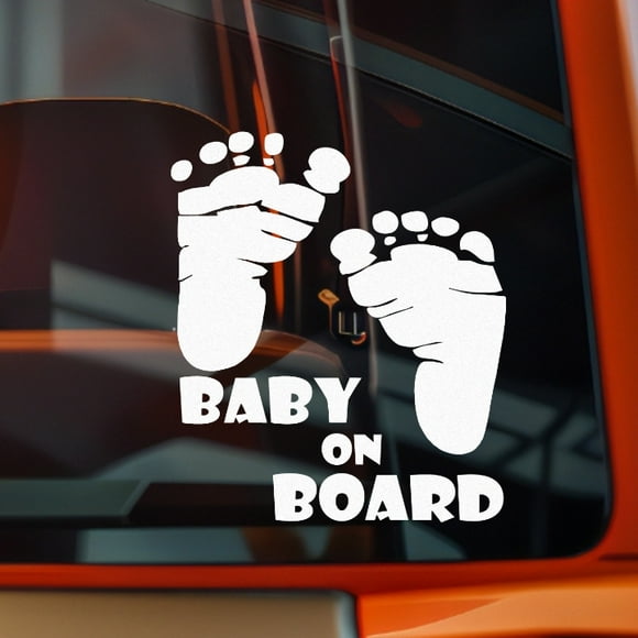Foot prints Baby on board Vinyl Decal Sticker Bumper Window Laptop 5x5" White