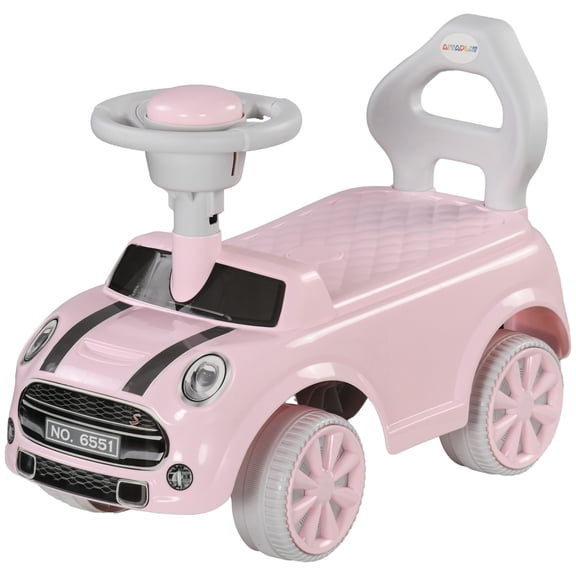 Foot-to-Floor Ride-On Sliding Car with Horn, Anti-Tip System, Ages 18-36 Months, Pink
