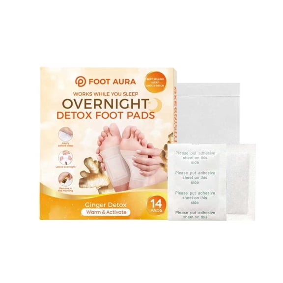 FootAura Ginger Overnight Foot Patches Detox & Circulation, 14 Count