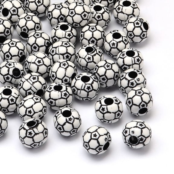 FootBall/Soccer Ball Craft Style Acrylic Beads Sports Beads Black 12mm Hole: 4mm about 580pcs/500g